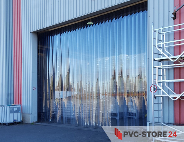 300x3mm PVC Lamellen Streifen Vorhang H4,00m fertig vormontiert Wandschiene 