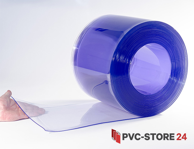 Lamellenvorhang Rollenware Weich PVC   300 x 2 x 25 m blautransparent 